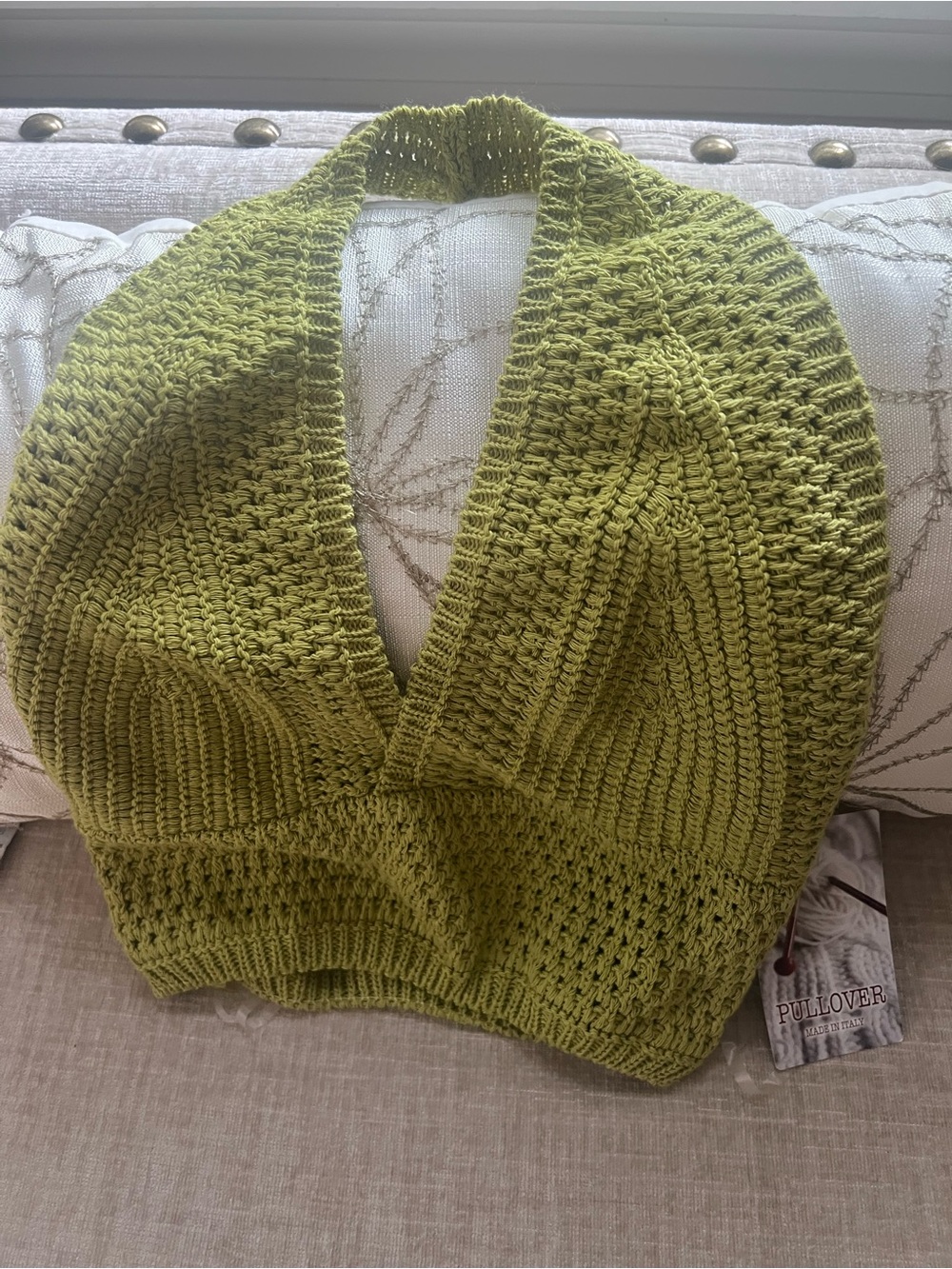 Made in Italy Olive Green Knit Women's Halter Top purchased in Florence! NWT